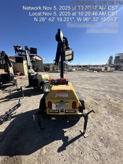 Allmand NLV3GR (4) LED Light Fixture 350W, 23' Vertical Mast, 3kW Prime, Towable, Deep Sea L401, Leveling Jacks, Yanmar T4F 5.8hp