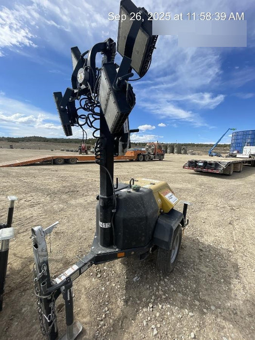 2022 Allmand NLV3GR (4) LED Light Fixture 350W, 23' Vertical Mast, 3kW Prime, Towable, Deep Sea L401, Leveling Jacks, Yanmar T4F 5.8hp