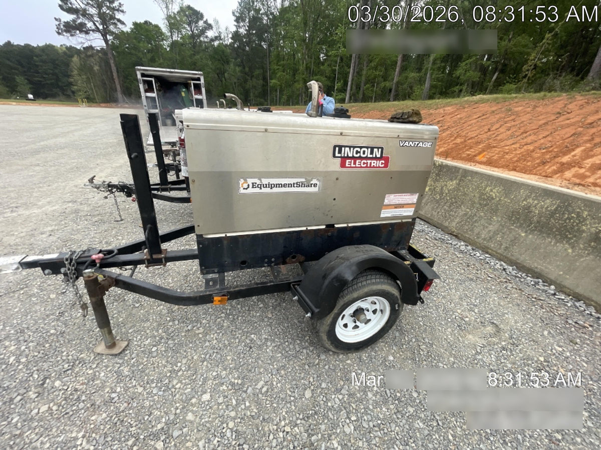 2019 Lincoln Electric Vantage 322 Welder Ready-Pak 3, Two wheel trailer, Fender and Light kit, Cable Rack