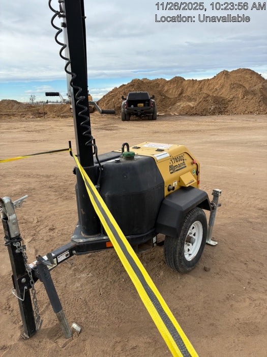 2022 Allmand NLV3GR (4) LED Light Fixture 350W, 23' Vertical Mast, 3kW Prime, Towable, ES Decals, T3