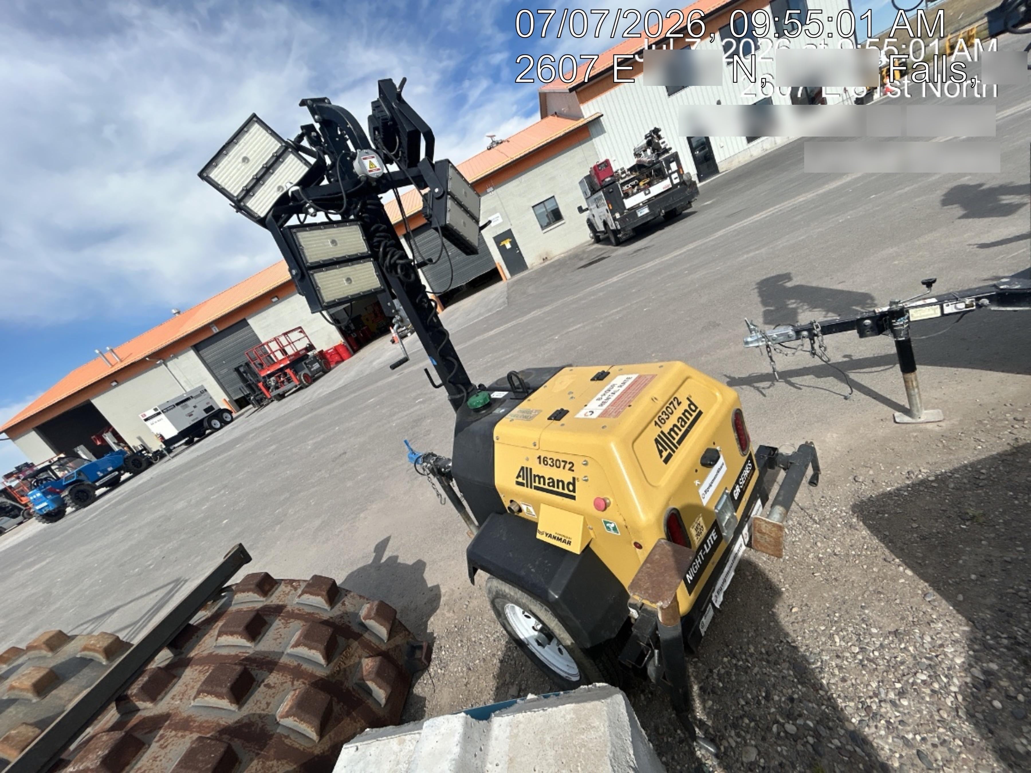 2021 Allmand NLV3GR (4) LED Light Fixture 350W, 23' Vertical Mast, 3kW Prime, Towable, Deep Sea L401, Leveling Jacks, Yanmar T4F 5.8hp
