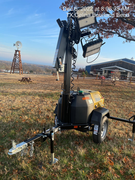 2022 Allmand NLV3GR (4) LED Light Fixture 350W, 23' Vertical Mast, 3kW Prime, Towable, ES Decals, T3