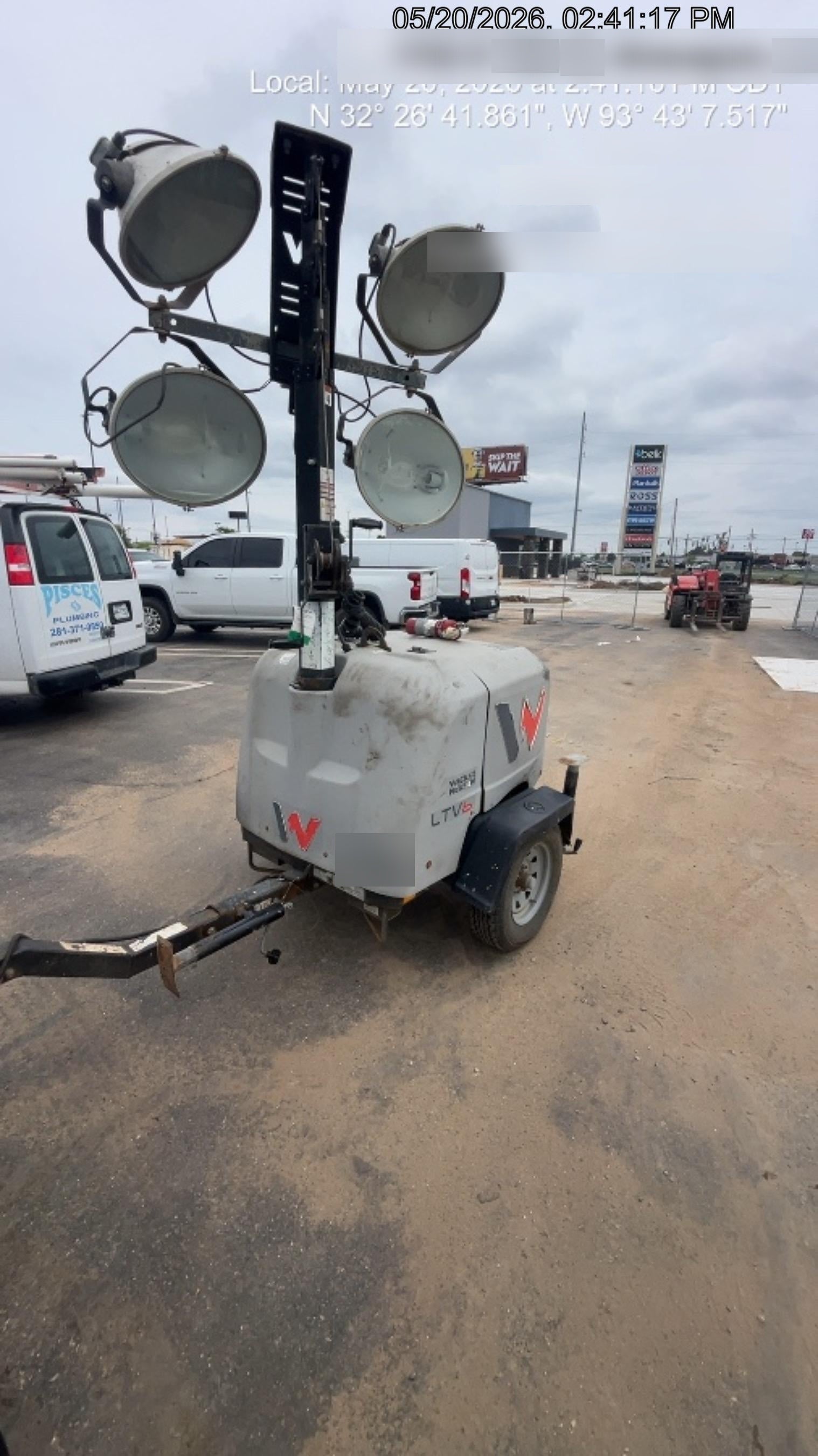 Wacker Neuson LTV6K-MH Wacker Neuson LTV6K Mobile Light Tower w/Fuel Level Sensor Installed
