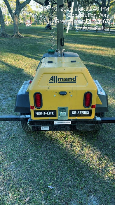 2022 Allmand NLV3GR (4) LED Light Fixture 350W, 23' Vertical Mast, 3kW Prime, Towable, ES Decals, T3