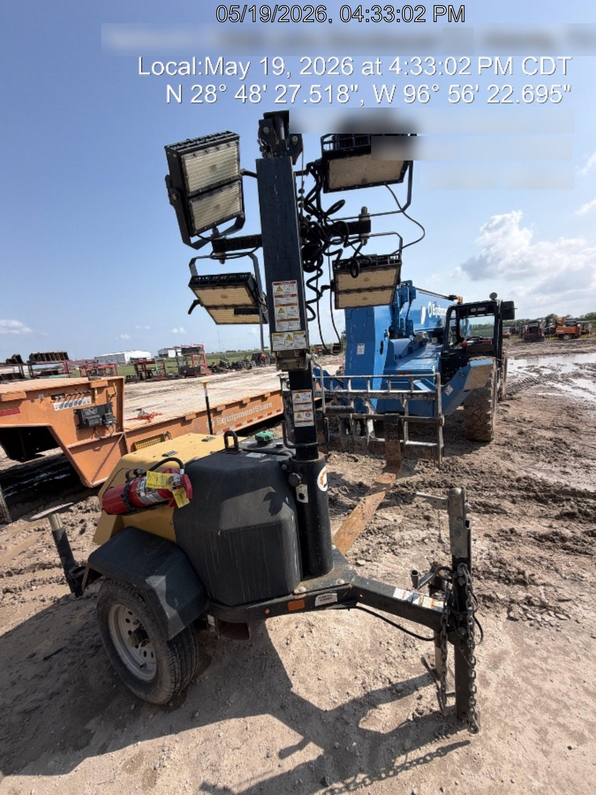2022 Allmand NLV3GR (4) LED Light Fixture 350W, 23' Vertical Mast, 3kW Prime, Towable, Deep Sea L401, Leveling Jacks, Yanmar T4F 5.8hp