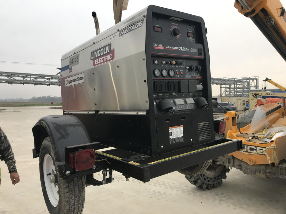 2019 Lincoln Electric Vantage 322 Welder Ready-Pak 3, Two wheel trailer, Fender and Light kit, Cable Rack