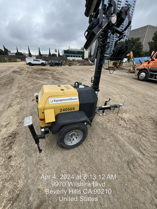 2022 Allmand NLV3GR (4) LED Light Fixture 350W, 23' Vertical Mast, 3kW Prime, Towable, Deep Sea L401, Leveling Jacks, Yanmar T4F 5.8hp