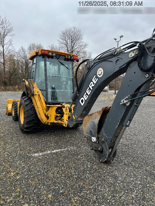 2020 John Deere 410L - Extendable Stick Cab/Heat/Air, 4WD, Extendable Stick, Pilot Controls, 2 Way Hydraulics, TAG Manual QC