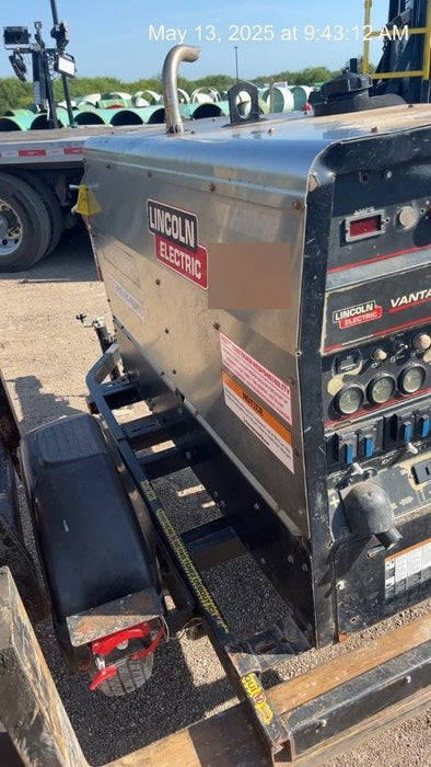 2019 Lincoln Electric Vantage 322 Welder Ready-Pak 3, Two wheel trailer, Fender and Light kit, Cable Rack