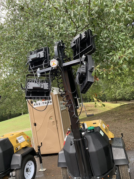 2021 Allmand NLV3GR (4) LED Light Fixture 350W, 23' Vertical Mast, 3kW Prime, Towable, Deep Sea L401, Leveling Jacks, Yanmar T4F 5.8hp