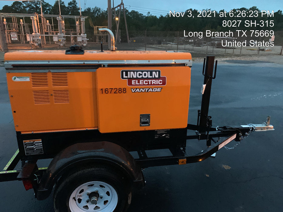 2021 Lincoln Electric Vantage 322 Vantage 322 Ready Pak 3 w/ Decals, ORANGE (includes trailer, cable rack, fender light kit) NO Telematics