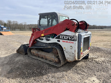 2019 Takeuchi TL12V2C Cab/Heat/Air w/Auxiliary Hydraulics, 2 Speed, Hydraulic QC 80" Tooth Bucket, 48" Pallet Forks