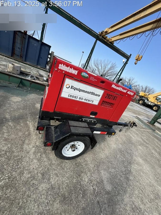 2022 Shindaiwa DGW400MDL Kubota D902 Engine, 23 HP, Dual Op Welder, Wire, Arc, Droop Stick, Tig, and CC Stick Functionality, Simulphase, 3 Phase and 1 Phase Gen Output, Single Axle NB Trlr, Slr Trckl Chrg 12V 12W, Fire Ext
