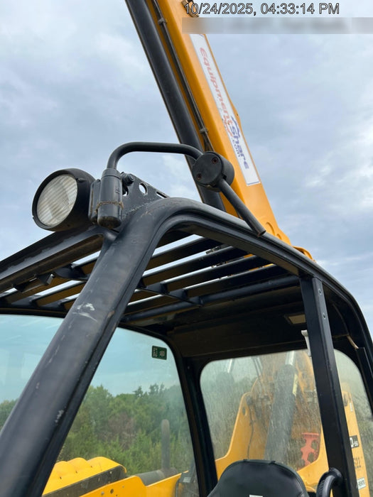 2019 JCB 510-56 74 HP w/Open ROPS, Beacon, Aux Hydraulics, Worklights, Solid Tires w/60" Carriage/Forks