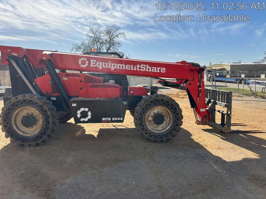 2019 Manitou MTA8044 74hp T4F, Open ROPS, Cab and Boom LED work lights, Auxiliary Hydraulics, Solid Tires, Amber strobe, Lift Hook w/66" Carriage, 60" Forks