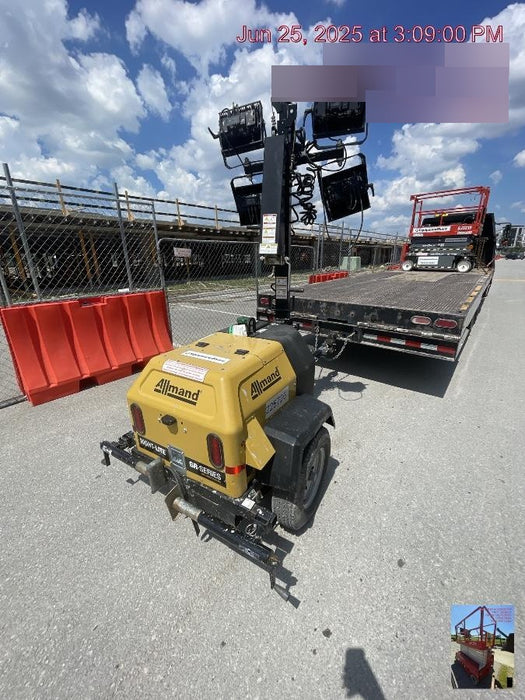 2022 Allmand NLV3GR (4) LED Light Fixture 350W, 23' Vertical Mast, 3kW Prime, Towable, Deep Sea L401, Leveling Jacks, Yanmar T4F 5.8hp