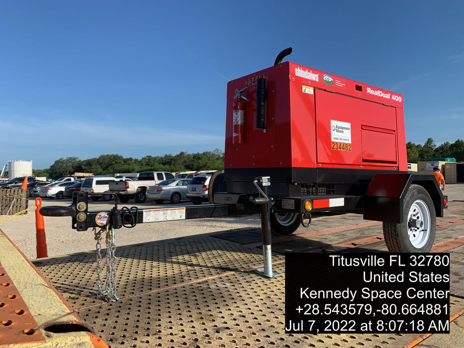 2022 Shindaiwa DGW400MDL Kubota D902 Engine, 23 HP, Dual Op Welder, Wire, Arc, Droop Stick, Tig, and CC Stick Functionality, Simulphase, 3 Phase and 1 Phase Gen Output, Single Axle NB Trlr, Slr Trckl Chrg 12V 12W, Fire Ext