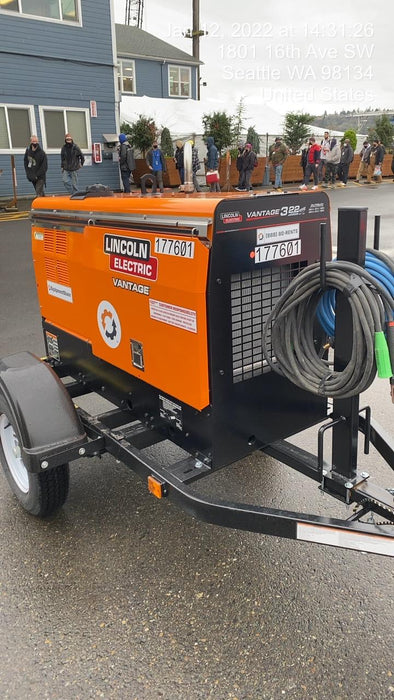 2021 Lincoln Electric Vantage 322 Vantage 322 Ready Pak 3 w/ Decals, ORANGE (includes trailer, cable rack, fender light kit) NO Telematics