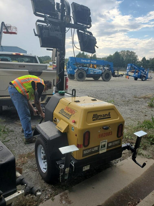 2021 Allmand NLV3GR (4) LED Light Fixture 350W, 23' Vertical Mast, 3kW Prime, Towable, Deep Sea L401, Leveling Jacks, Yanmar T4F 5.8hp