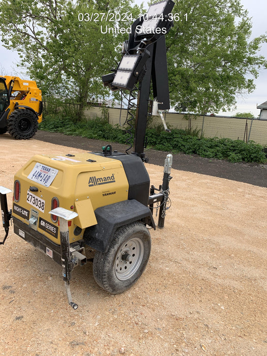 2022 Allmand NLV3GR (4) LED Light Fixture 350W, 23' Vertical Mast, 3kW Prime, Towable, ES Decals, T3