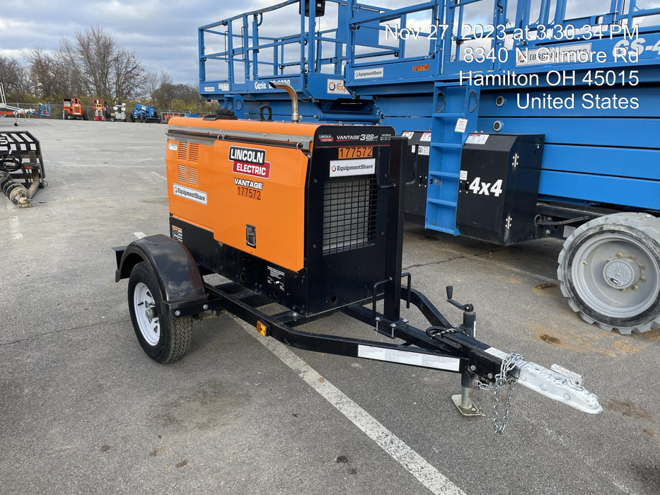 2021 Lincoln Electric Vantage 322 Vantage 322 Ready Pak 3 w/ Decals, ORANGE (includes trailer, cable rack, fender light kit) NO Telematics