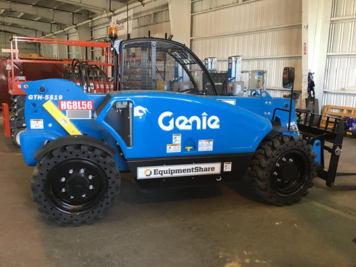 2019 Genie GTH-5519 Canopy, Solid RT Tires, LED Work Lights, Beacon 48" Carriage, 48" Forks