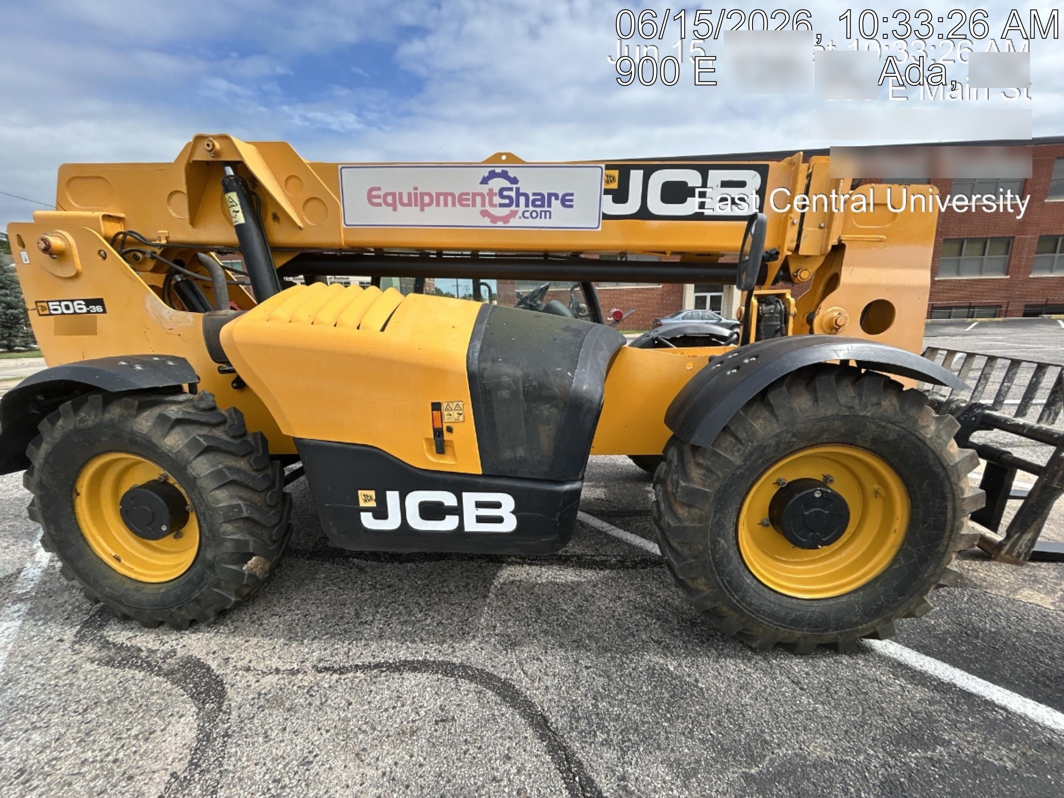 2019 JCB 506-36 Canopy, 74 HP, Foam Filled Tires, STD Worklight, Beacon, Aux Hydraulics, Lifting Eye, Back up Alarm 48" Carriage/48" Forks