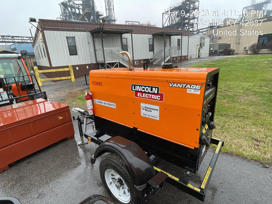 2021 Lincoln Electric Vantage 322 Vantage 322 Ready Pak 3 w/ Decals, ORANGE (includes trailer, cable rack, fender light kit) NO Telematics