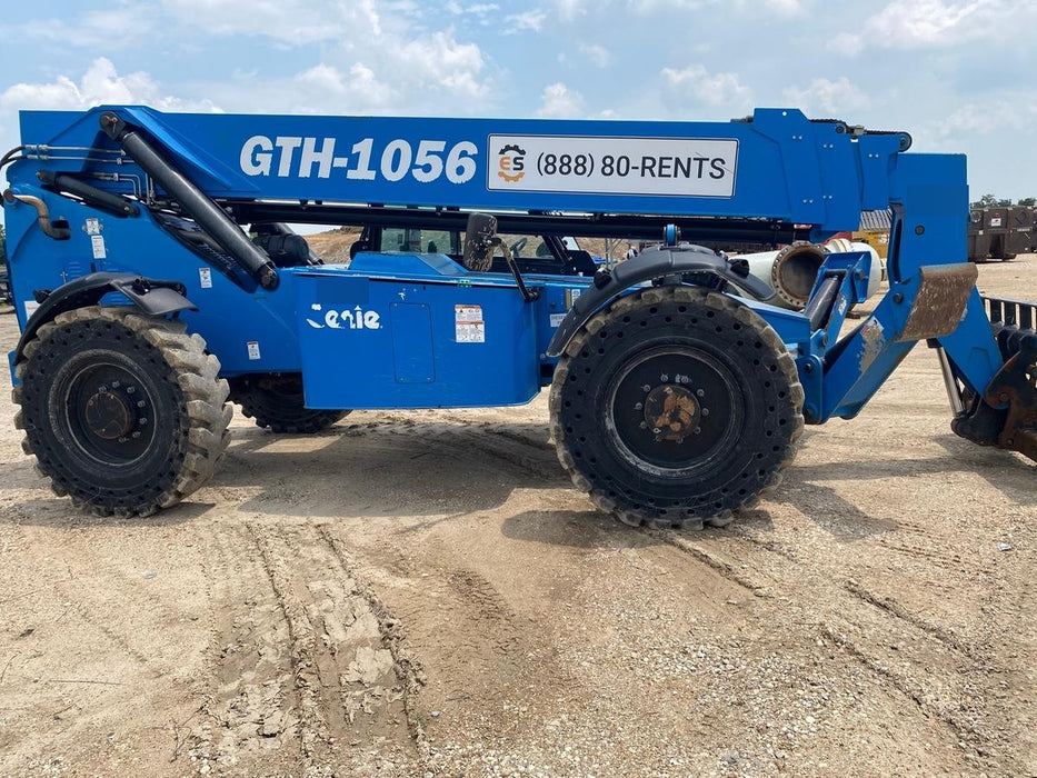 2019 Genie GTH-1056 Cab/Heat/AC, Solid RT Tires, LED Work Lights, Beacon 60" QA Carriage, 60" Forks