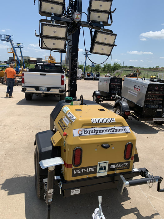 2022 Allmand NLV3GR (4) LED Light Fixture 350W, 23' Vertical Mast, 3kW Prime, Towable, Deep Sea L401, Leveling Jacks, Yanmar T4F 5.8hp