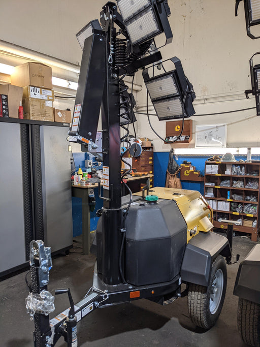 2021 Allmand NLV3GR (4) LED Light Fixture 350W, 23' Vertical Mast, 3kW Prime, Towable, Deep Sea L401, Leveling Jacks, Yanmar T4F 5.8hp