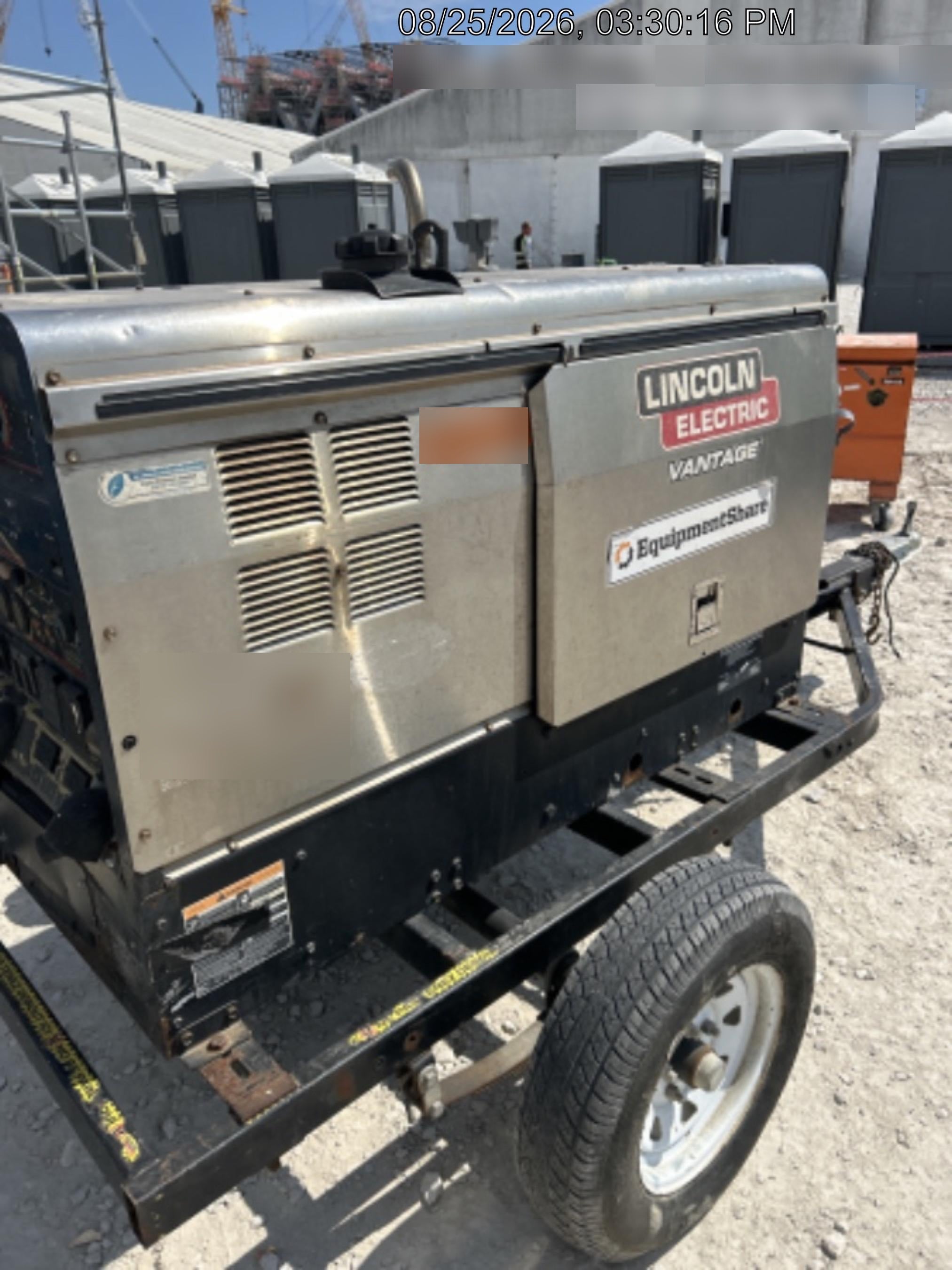 2019 Lincoln Electric Vantage 322 Welder Ready-Pak 3, Two wheel trailer, Fender and Light kit, Cable Rack