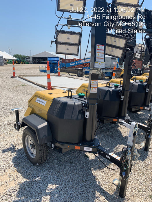 2022 Allmand NLV3GR (4) LED Light Fixture 350W, 23' Vertical Mast, 3kW Prime, Towable, Deep Sea L401, Leveling Jacks, Yanmar T4F 5.8hp