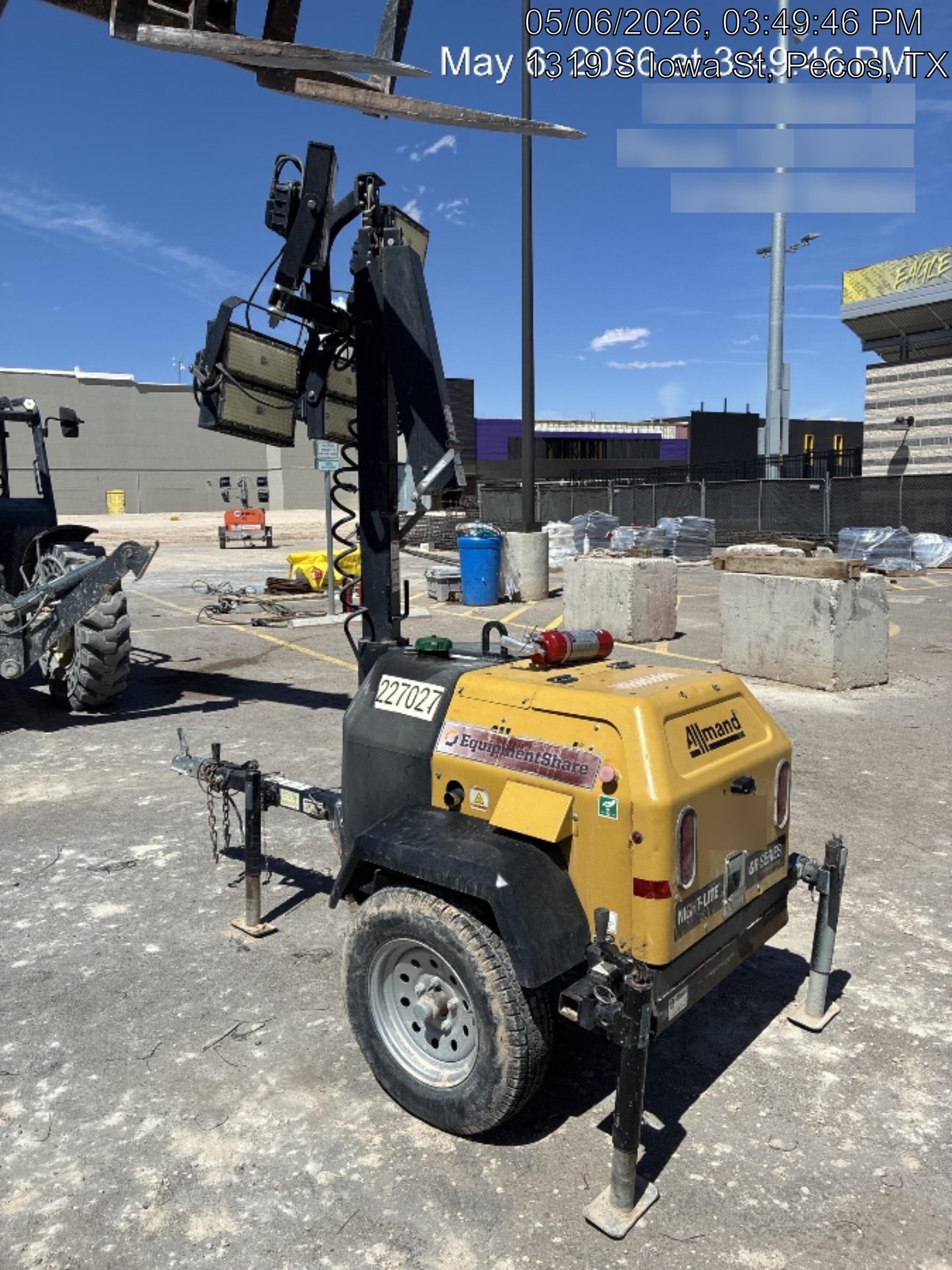 2022 Allmand NLV3GR (4) LED Light Fixture 350W, 23' Vertical Mast, 3kW Prime, Towable, Deep Sea L401, Leveling Jacks, Yanmar T4F 5.8hp
