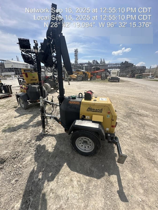 2022 Allmand NLV3GR (4) LED Light Fixture 350W, 23' Vertical Mast, 3kW Prime, Towable, Deep Sea L401, Leveling Jacks, Yanmar T4F 5.8hp