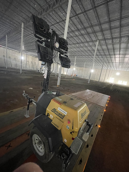 2021 Allmand NLV3GR (4) LED Light Fixture 350W, 23' Vertical Mast, 3kW Prime, Towable, Deep Sea L401, Leveling Jacks, Yanmar T4F 5.8hp