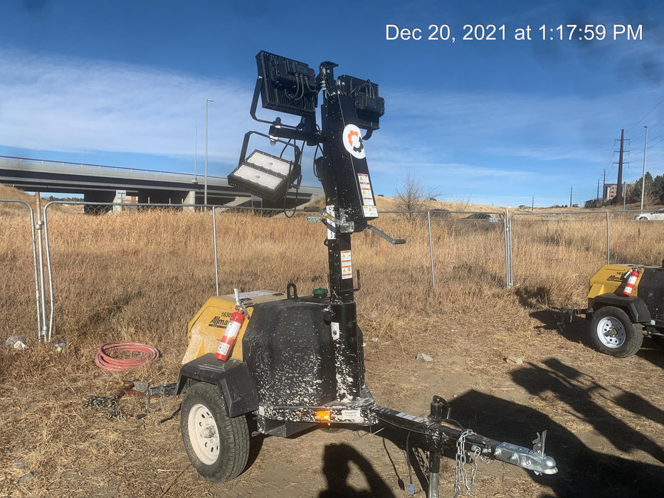 2021 Allmand NLV3GR (4) LED Light Fixture 350W, 23' Vertical Mast, 3kW Prime, Towable, Deep Sea L401, Leveling Jacks, Yanmar T4F 5.8hp