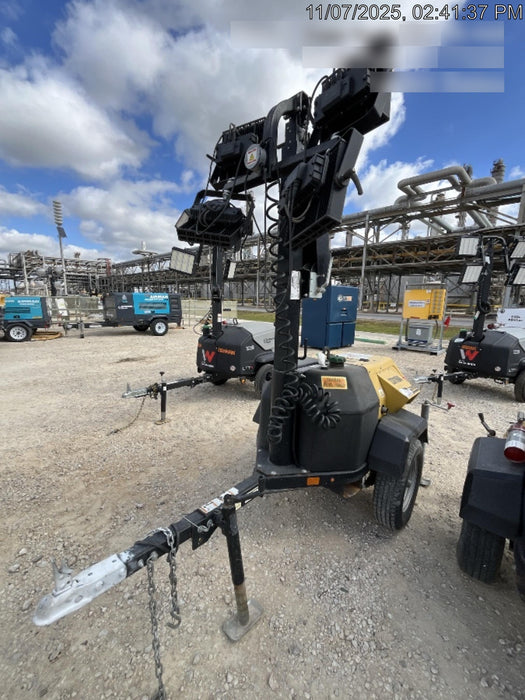 2022 Allmand NLV3GR (4) LED Light Fixture 350W, 23' Vertical Mast, 3kW Prime, Towable, Deep Sea L401, Leveling Jacks, Yanmar T4F 5.8hp