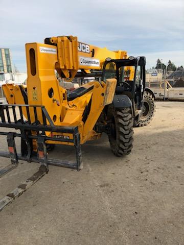 2019 JCB 510-56 Open ROPS, 74 HP, Solid Tires, Worklights, Beacon, Aux Hydraulics, Lifting Eye w/66" Carriage/60" Forks