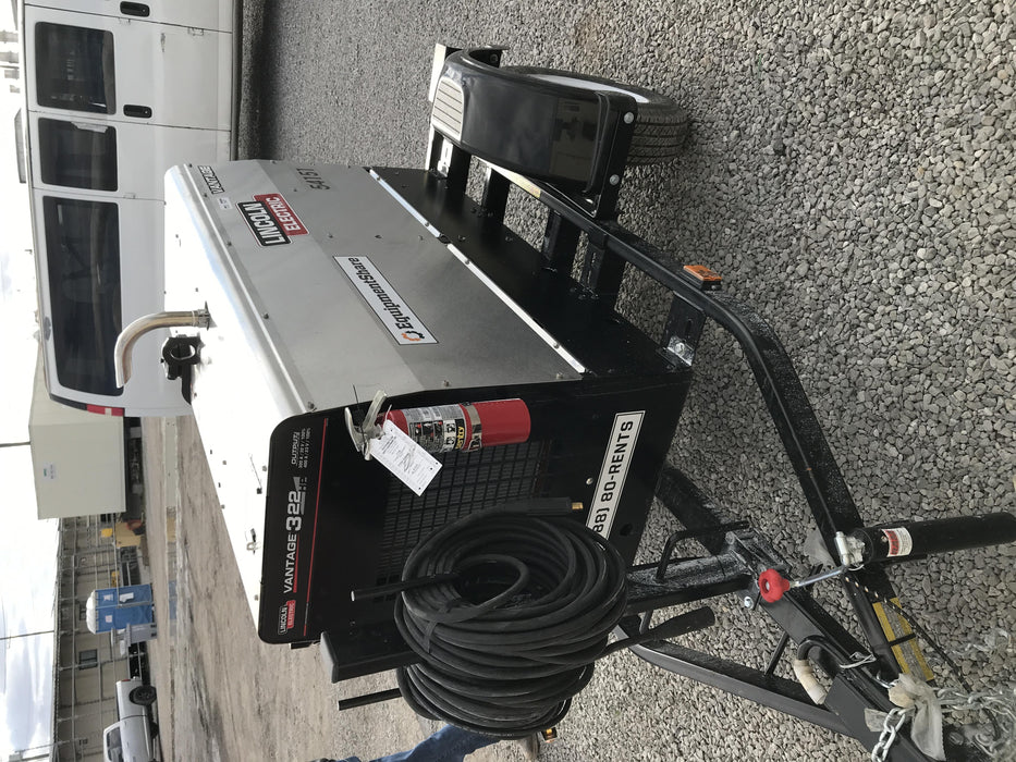 2019 Lincoln Electric Vantage 322 Welder Ready-Pak 3, Two wheel trailer, Fender and Light kit, Cable Rack
