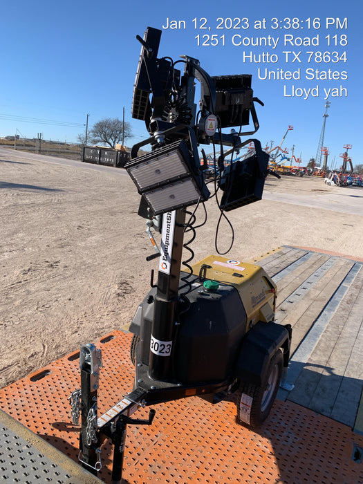 2022 Allmand NLV3GR (4) LED Light Fixture 350W, 23' Vertical Mast, 3kW Prime, Towable, ES Decals, T3