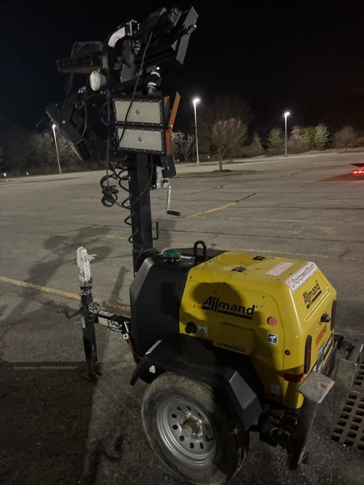 2021 Allmand NLV3GR (4) LED Light Fixture 350W, 23' Vertical Mast, 3kW Prime, Towable, Deep Sea L401, Leveling Jacks, Yanmar T4F 5.8hp