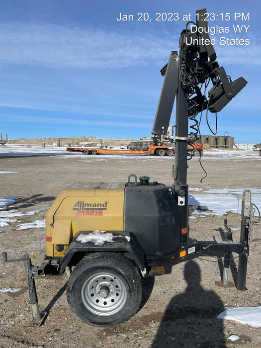 2022 Allmand NLV3GR (4) LED Light Fixture 350W, 23' Vertical Mast, 3kW Prime, Towable, Deep Sea L401, Leveling Jacks, Yanmar T4F 5.8hp