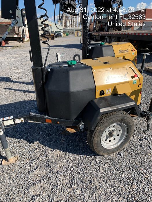 2022 Allmand NLV3GR (4) LED Light Fixture 350W, 23' Vertical Mast, 3kW Prime, Towable, Deep Sea L401, Leveling Jacks, Yanmar T4F 5.8hp