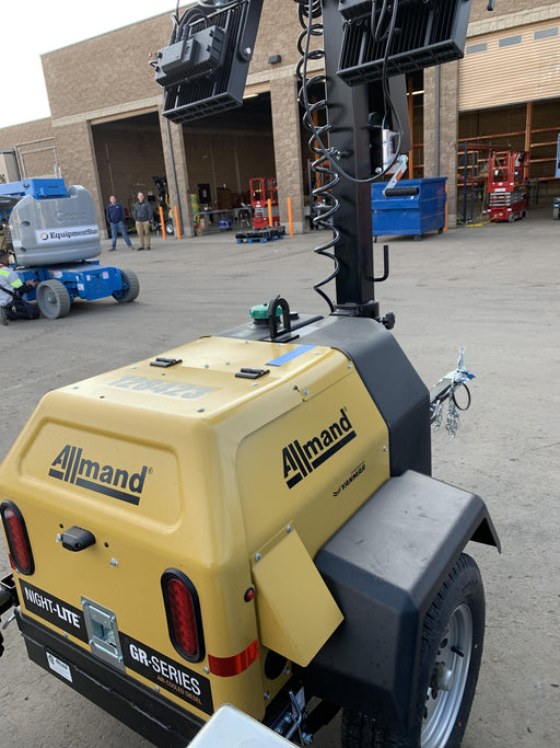 2021 Allmand NLV3GR (4) LED Light Fixture 350W, 23' Vertical Mast, 3kW Prime, Towable, Deep Sea L401, Leveling Jacks, Yanmar T4F 5.8hp