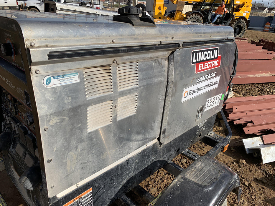 2019 Lincoln Electric Vantage 322 Welder Ready-Pak 3, Two wheel trailer, Fender and Light kit, Cable Rack