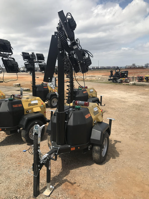 2022 Allmand NLV3GR (4) LED Light Fixture 350W, 23' Vertical Mast, 3kW Prime, Towable, Deep Sea L401, Leveling Jacks, Yanmar T4F 5.8hp