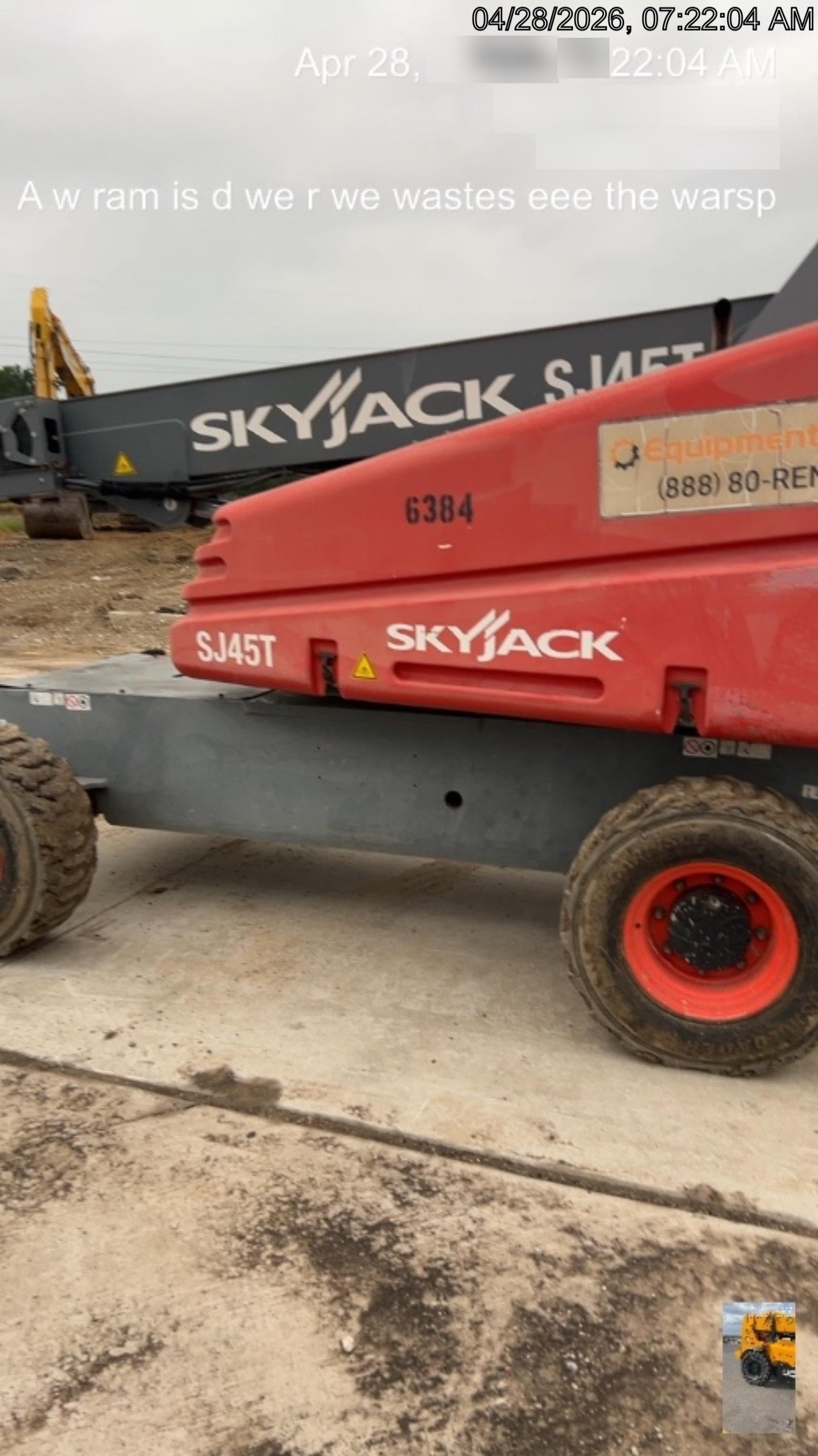 2017 Skyjack SJ45T+ Skyjack 45T, Diesel Engine, Foam Filled Tires,36x96" Platform, Extended Warranty 5yr/5k hr