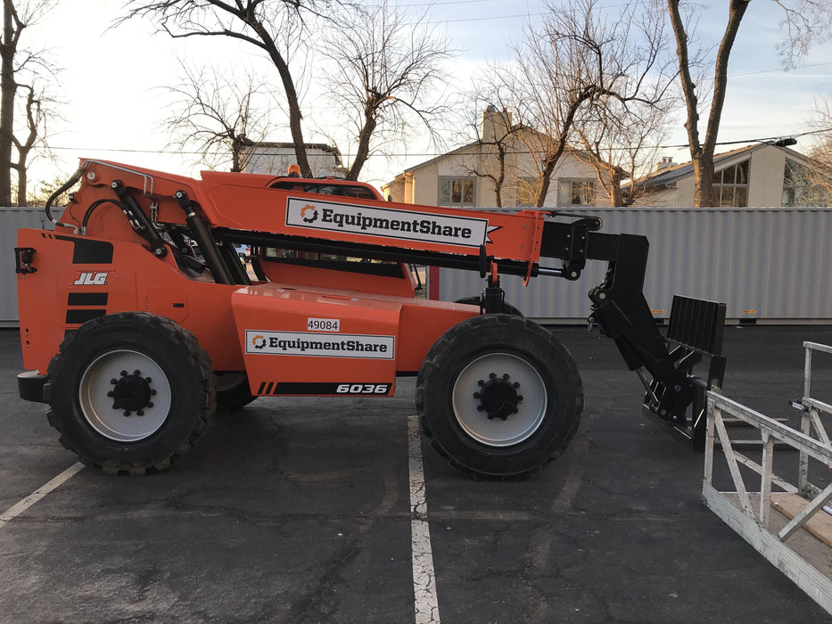 2019 Skytrak 6036 Cab/Heat/Air, Solid Tires, LED Work Lights, Beacon w/50" Carriage, 48" Pallet Forks