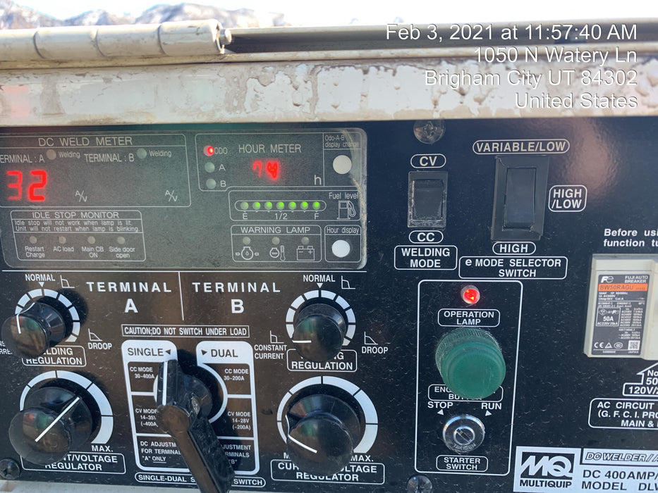 2020 Multiquip DLW400ESA4 400 amp Welder, 14kW, 120/240V, T4F Kubota, Trailer